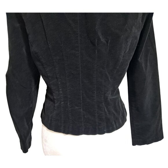 Y2K Dolled Up Fang Black Velvet Fitted Jacket With Hook & Eye Closures For Women - Picture 11 of 14
